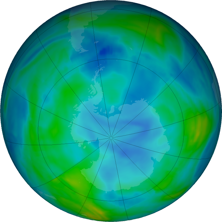 Antarctic ozone map for 05 June 2022